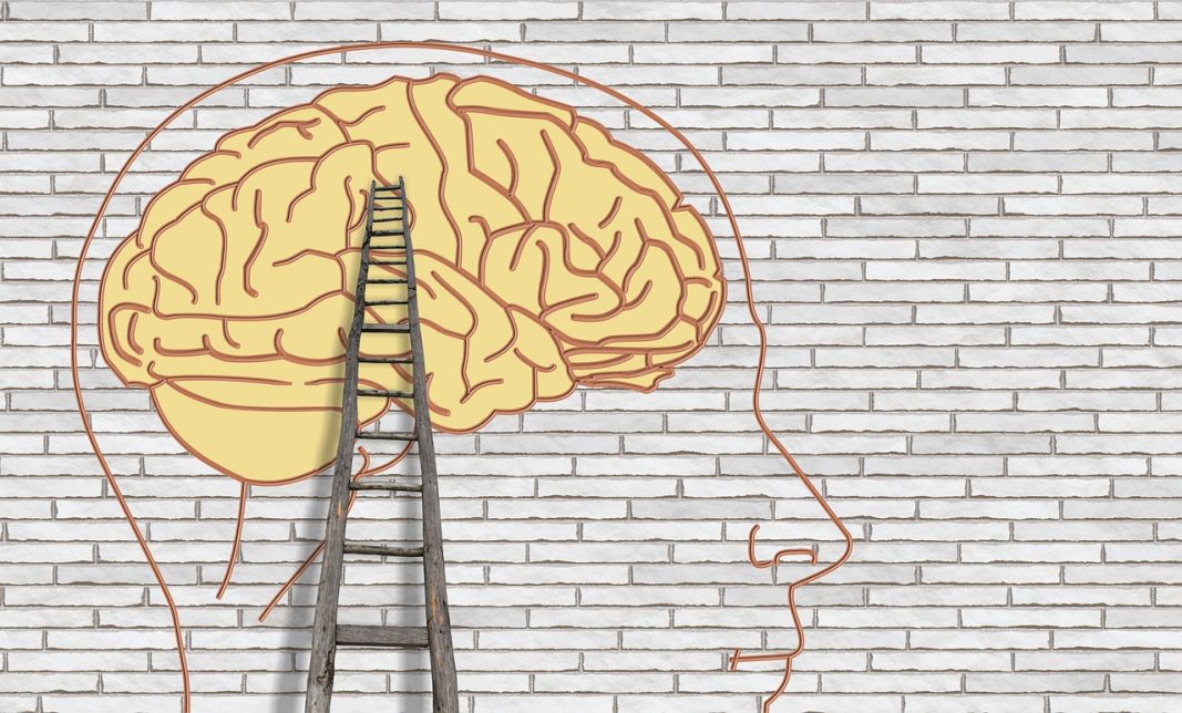 scala che ci avvicina ad ammirare il murales di un cervello